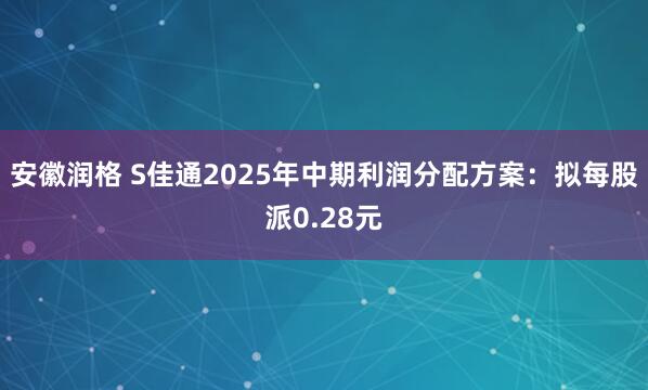 安徽润格 S佳通2025年中期利润分配方案：拟每股派0.28元